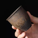 Oolong Tea Set Gilt Iron Rust Glaze Vintage Rough Pottery Teacup-2