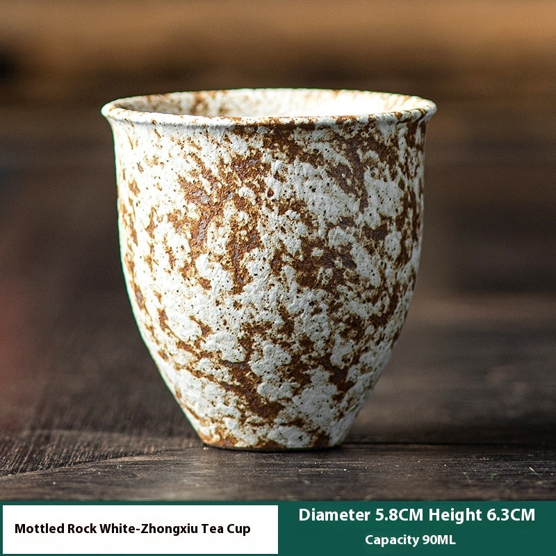 Oolong Tea Set Gilt Iron Rust Glaze Vintage Rough Pottery Teacup-4