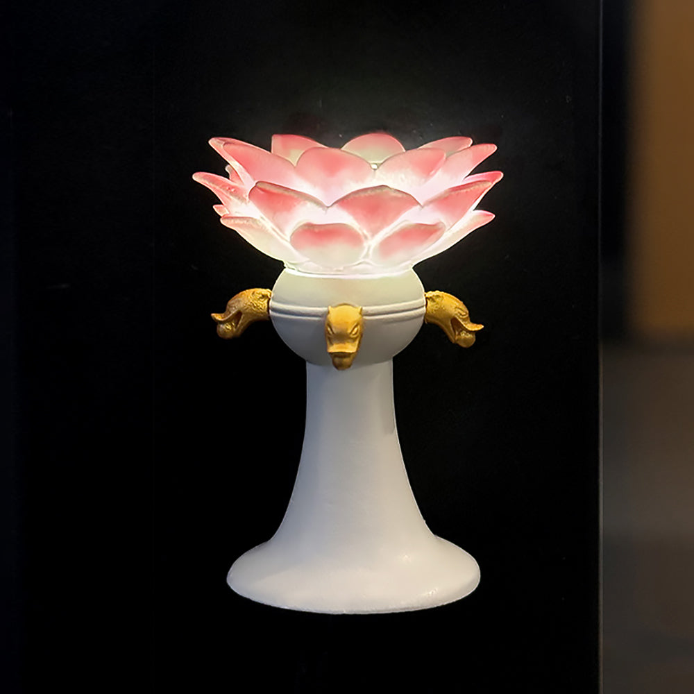 Painted Lotus Lamp Fridge Magnet-2