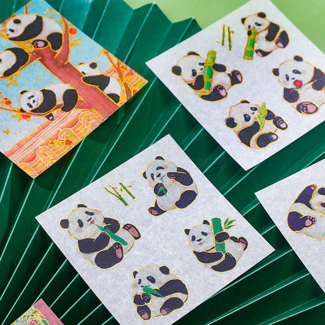 Chinese Creative Panda Series Gold Foil Sticker Set-2