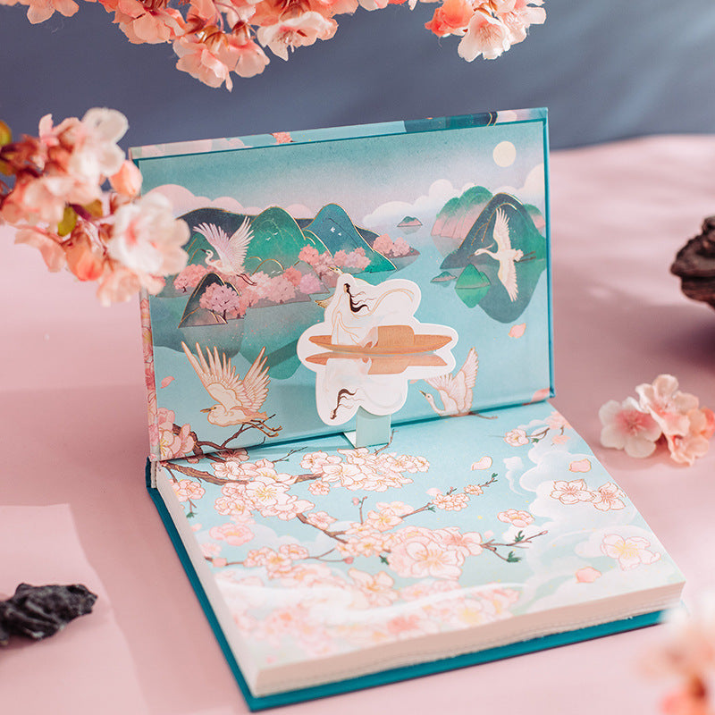 Peach Blossom Spring Hand-painted Illustrations Vintage Handbook-2