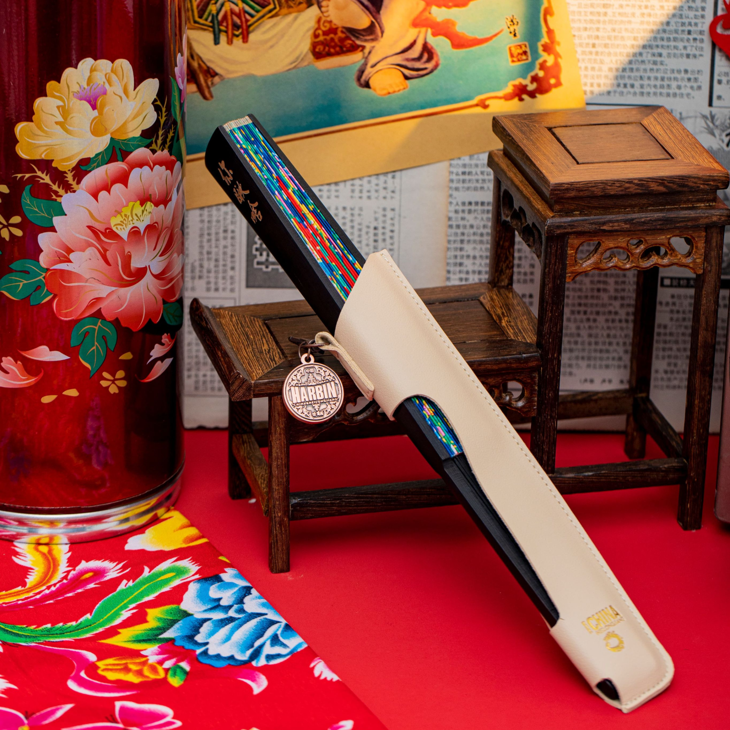 Chinese Northeast Flower Folding Fan Silk Double-Sided Design-2