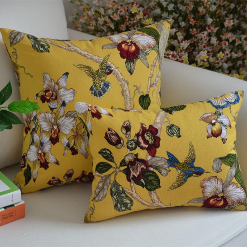 Chinese Style Plants and Flowers Jacquard Embroidered Pillow Cover