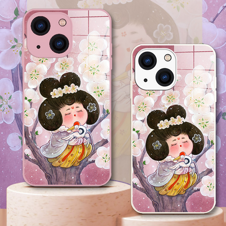 Plum Blossom Noble Consort Pattern Tempered glass Phone Case-1