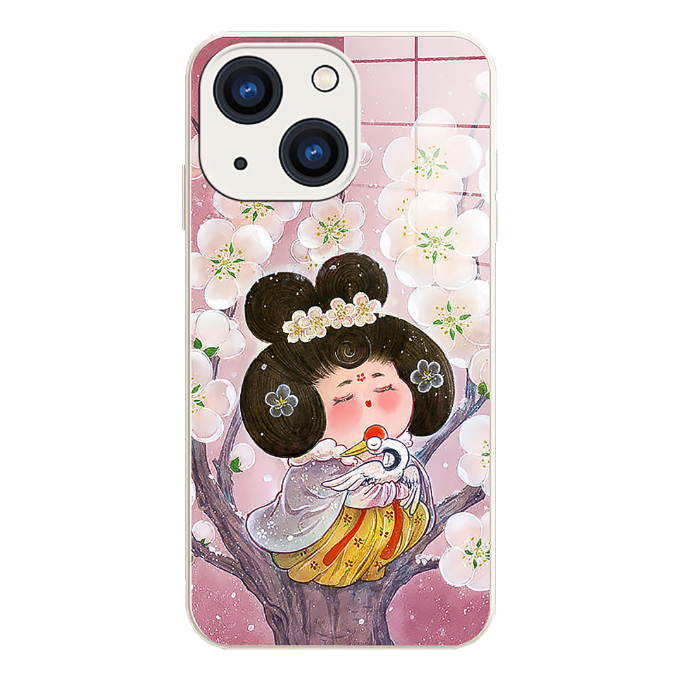 Plum Blossom Noble Consort Pattern Tempered glass Phone Case-2