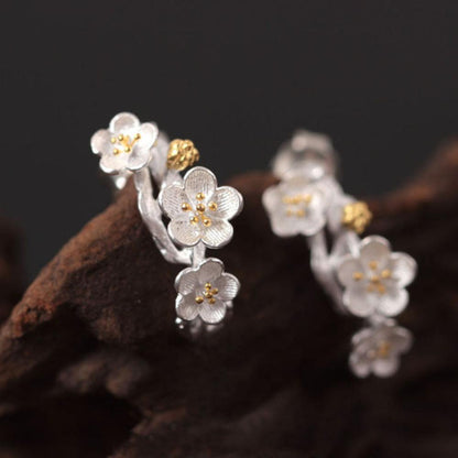 Plum Blossom Silver Jewelry Earrings-3