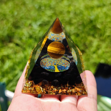 Pyramid Decoration Natural Crystal Gravel Energy Tower-9