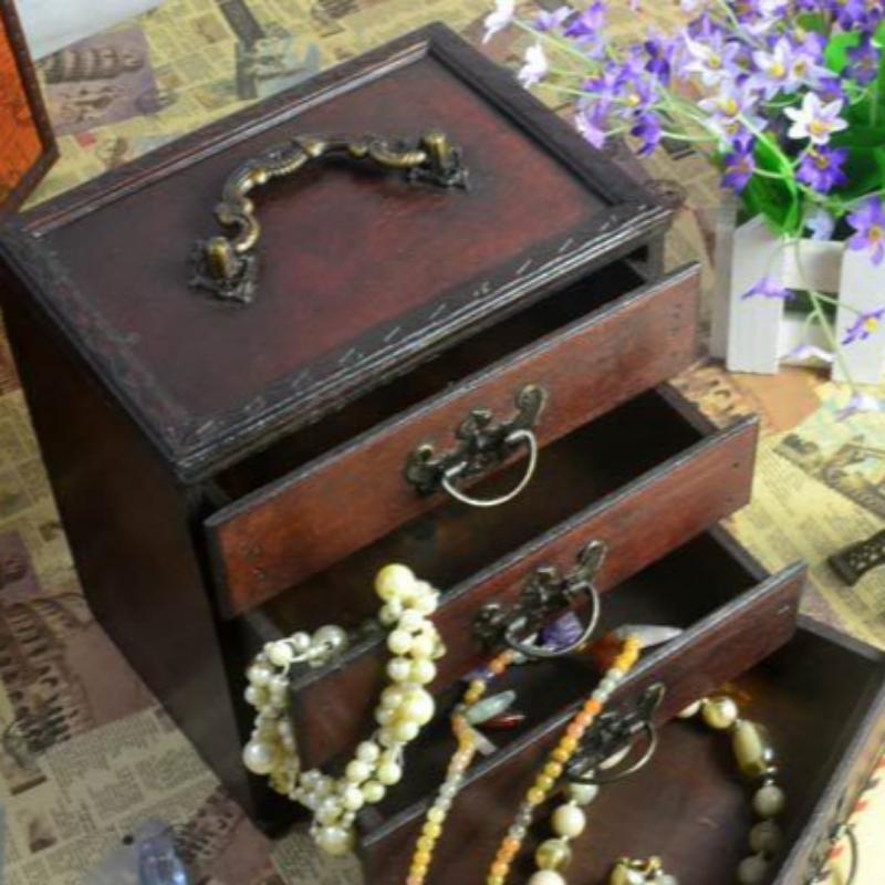 Retro Solid Wood Jewelry Storage Box-3