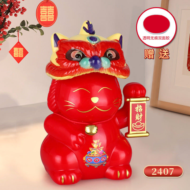 Solar Nodding Lucky Cat Car Decoration Ornament-3