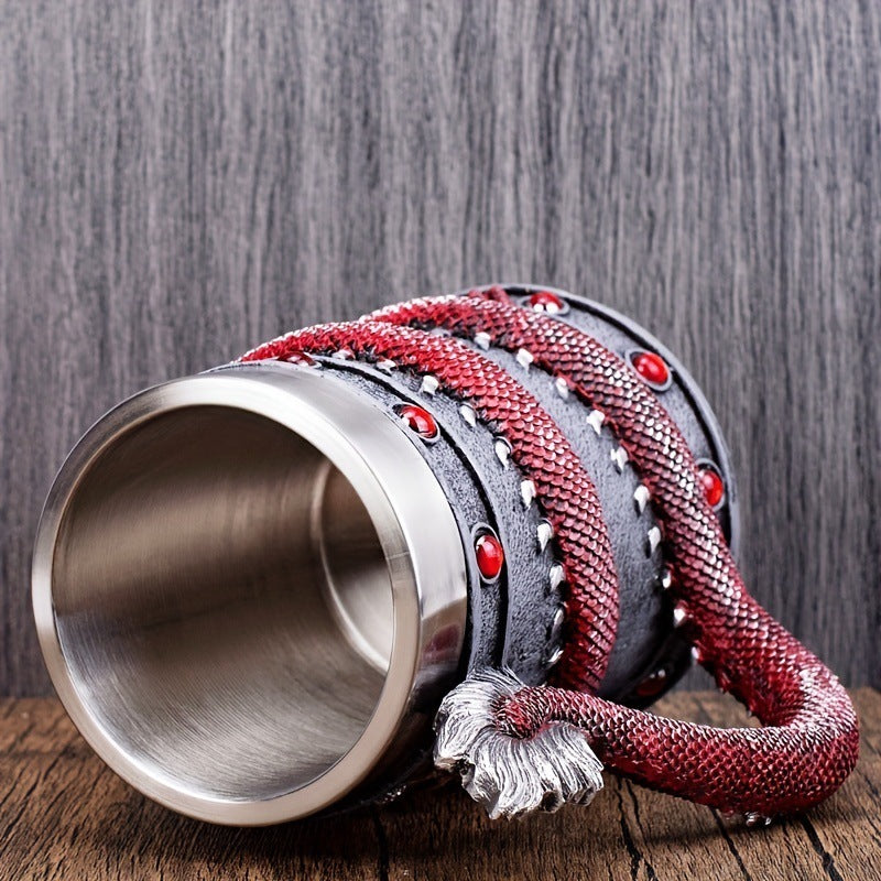 Stainless Steel Cups - Chinese Dragon Shape Resin Design-3