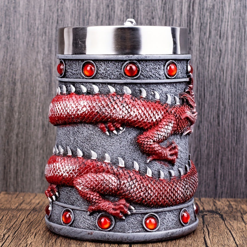 Stainless Steel Cups - Chinese Dragon Shape Resin Design-4