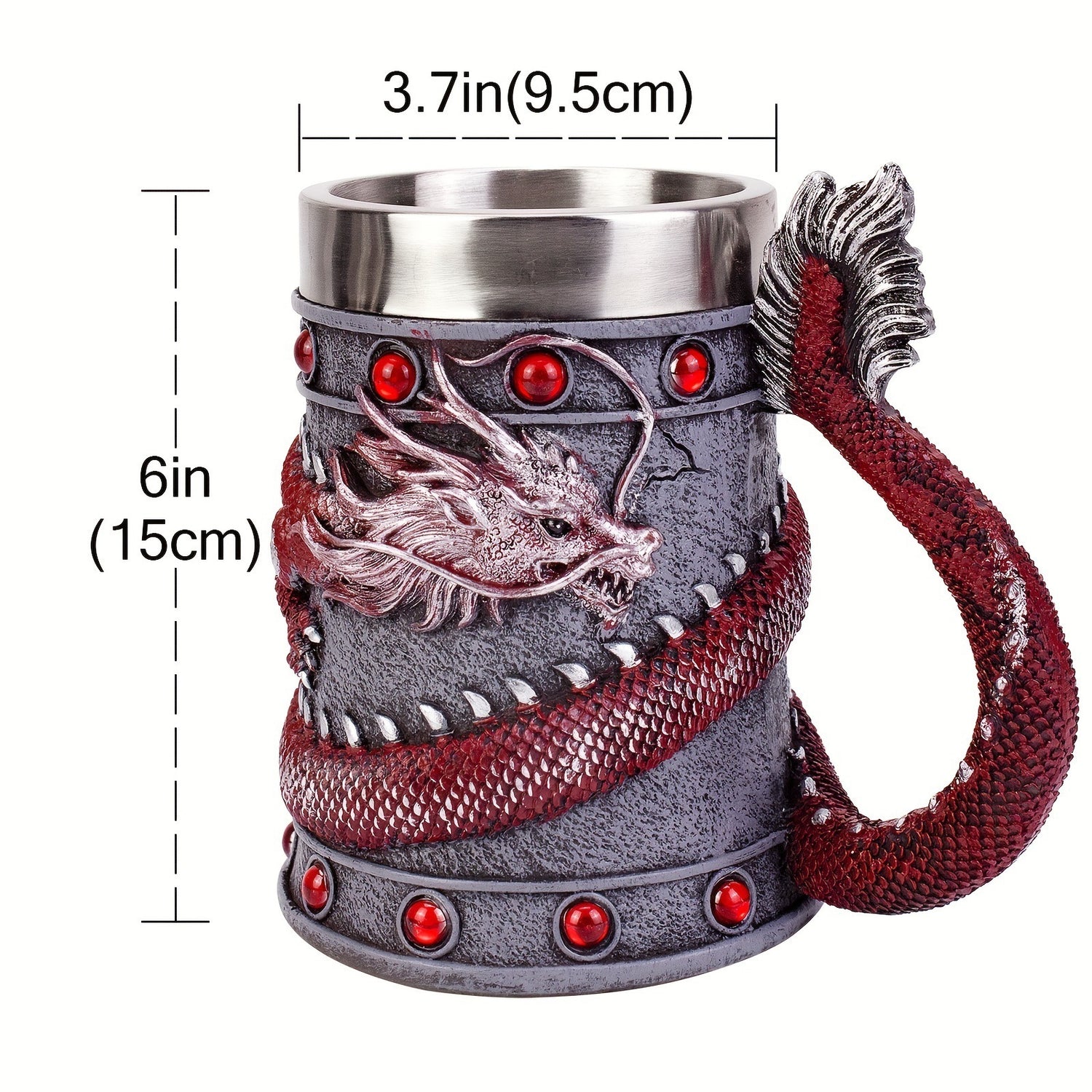 Stainless Steel Cups - Chinese Dragon Shape Resin Design-5