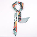 Vintage Style Crane Slender Printed Silk Scarf-1