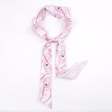 Vintage Style Crane Slender Printed Silk Scarf-4