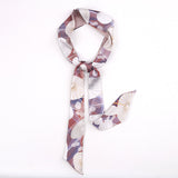 Vintage Style Crane Slender Printed Silk Scarf-7