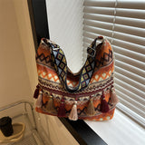 Simple Shoulder Retro Ethnic Style Large Capacity Crossbody Tote Bag