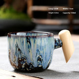 Kiln-changed Ceramic Cup Wooden Handle Teacup Small Coffee Cup-4