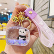 Acrylic Liquid Floating Panda Doll Keychain Pendant-4