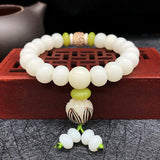 White Jade Bodhi Root Bracelet 108 Bracelet