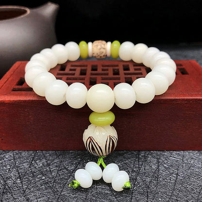 Weißes Jade -Bodhi -Wurzelarmband 108 Armband