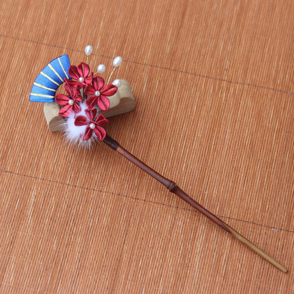 Retro Pearl Rising Bamboo Tangled Plum Blossom Hairpin-4