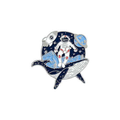 Cartoonwale Astronaut Drift Flaschenabzeichen Brosche
