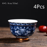 Vintage Chinese Blue and White Porcelain Ceramic Coaster Teacup Set-14