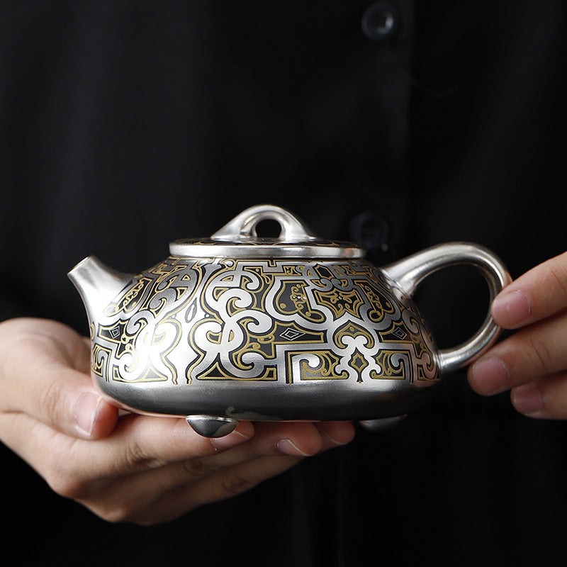 Hand-painted Silver Gilded Fengming Pot Teapot Single Teapot