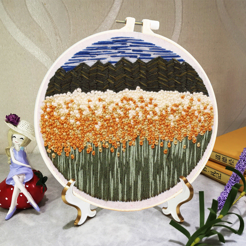 Landscape Embroidery DIY Beginner Embroidery Material Kit-2