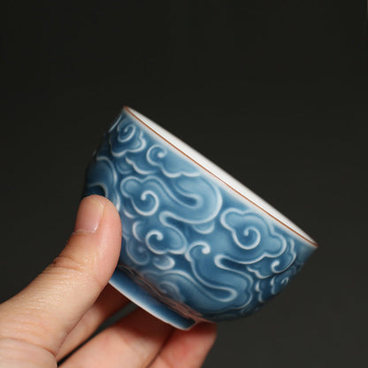 Xiangyun Embossed Tea Cup Kung Fu Master Ceramic Teacup-4