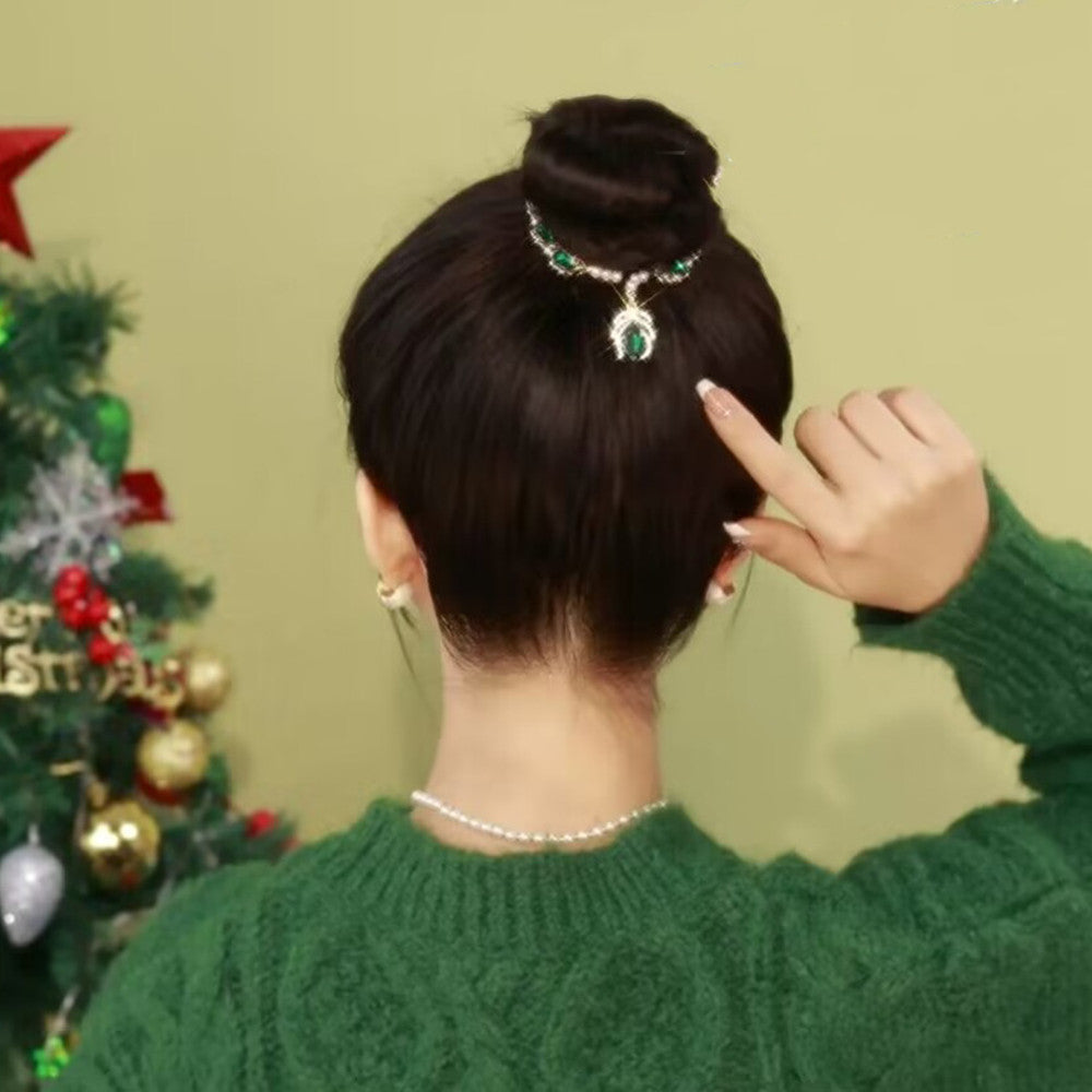 High-end Show Temperament Light Luxury Green Crystal Hair Accessories-1