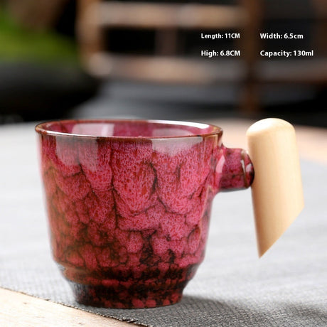 Kiln-changed Ceramic Cup Wooden Handle Teacup Small Coffee Cup-16