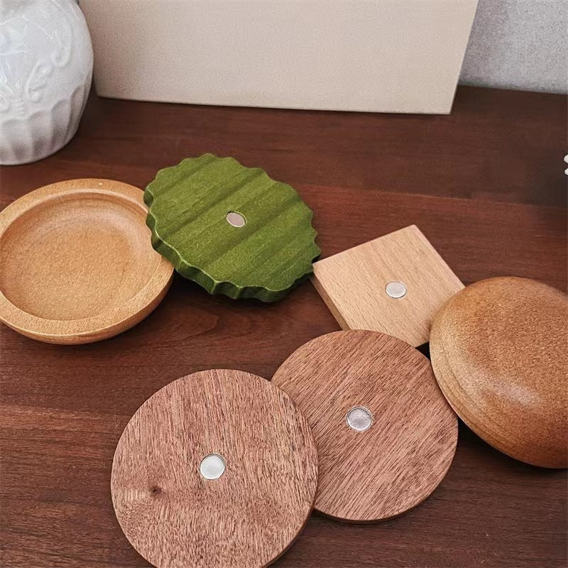 Wooden Hamburger Coasters Six Pieces Heat Proof Mat