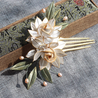 Antique Style Gold Gardenia Retro Pearl Hair Hairpin-7