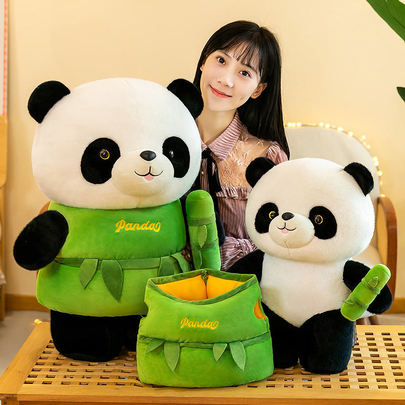 Bamboo Pipe Panda Plush Toy Doll Ornament-3