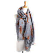 Fall Winter Fashion Voile Animal Pattern Fox Scarf