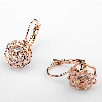 Camellia Ladies Earrings Simple Gold-plated Hollow Personality Earrings Female Earrings