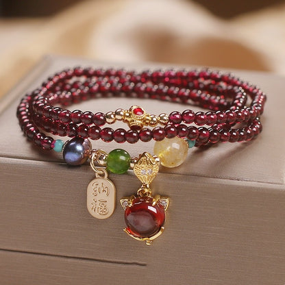 Natural Garnet Bracelet Female Bracelet Ethnic Style