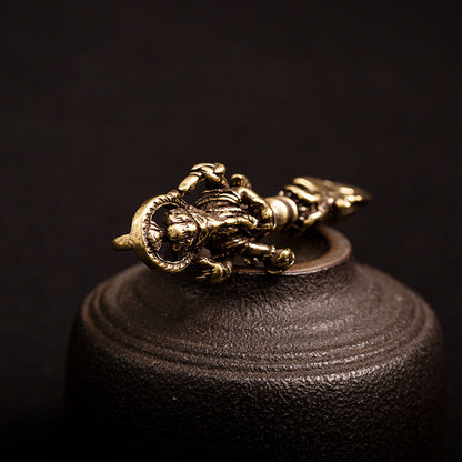 Brass Elephant God King Kong Tibetan Tantra Dharma-vessel Monster Subduing Club Vajra Keychain