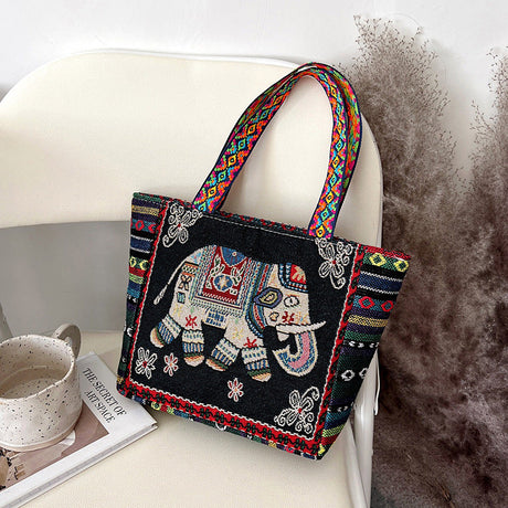 Ethnic Style Animal Three-dimensional Embroidered Canvas Handbag-2