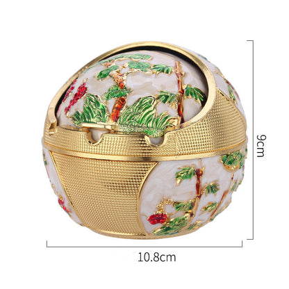 Creative Zinc Alloy Spherical Ashtray With Lid