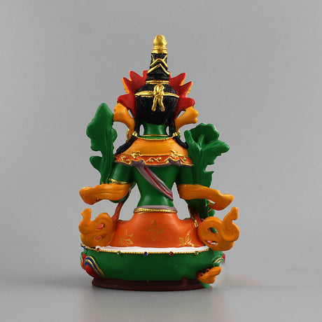 Bemalten grüner Tara Buddha Statue Harzhandwerk Ornament
