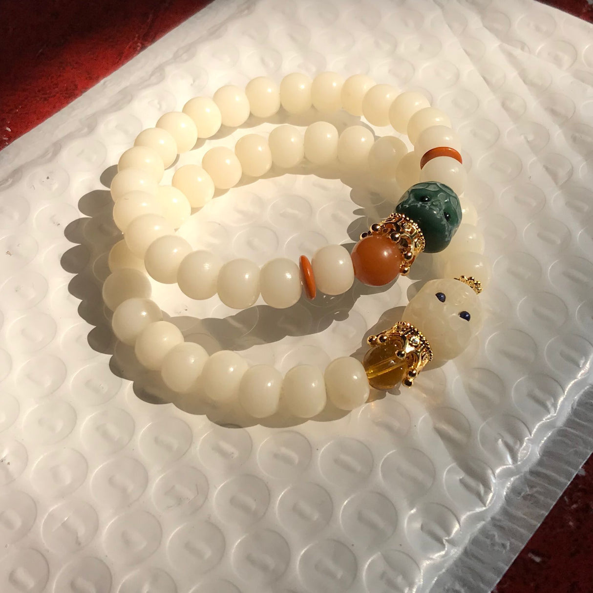 Dumb Bracelet White Jade Bodhi Single Circle Bracelet