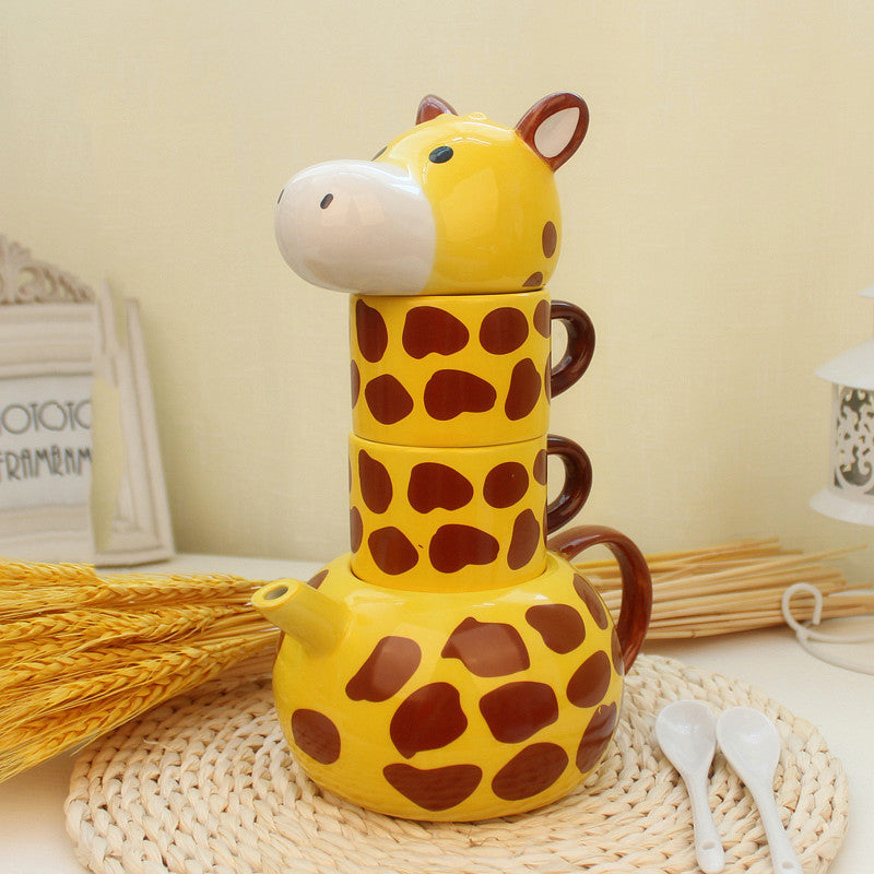 Creative Ceramic Cute Giraffe Animal Mug Set