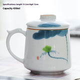 White Porcelain Celadon Household Hand-painted Filtered Tea Cup With Lid