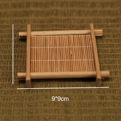 Chinese style handmade insulation pad bamboo carbonized coaster