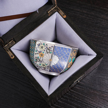 Chinese Enamel Color Silver Plated Tea Cup Ceramic Cup Master Cup Jianzhan Kung Fu Tea Set