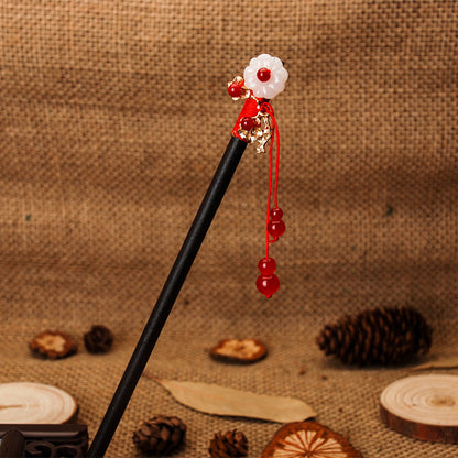 Magnolia Flower Hairpin Ancient Style Ebony Hairpin Fringed Step-shaking Hairpin