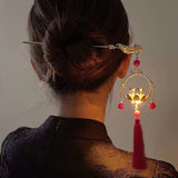 Women's Antique Style Luminous Lantern Tassel Hairpin