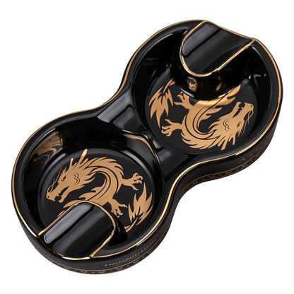 8-shaped Double Smoke Groove Ceramic Portable Retro Cigar Ashtray